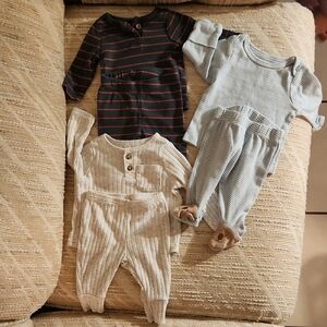 Cozy Striped Baby Onesie Trio